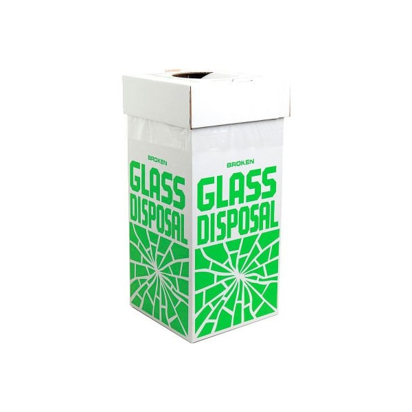 Bel-Art Broken Glass Disposal Box, Floor Model, 12"W x 12"D x 27"H, Green, 6/PK F24653-0001 - main